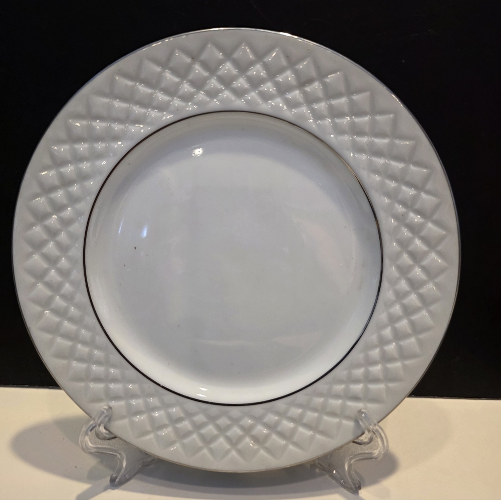 Block Spal Diamante Dessert/ Bread & Butter 6.25" Dishes Platinum Rims Set of 4